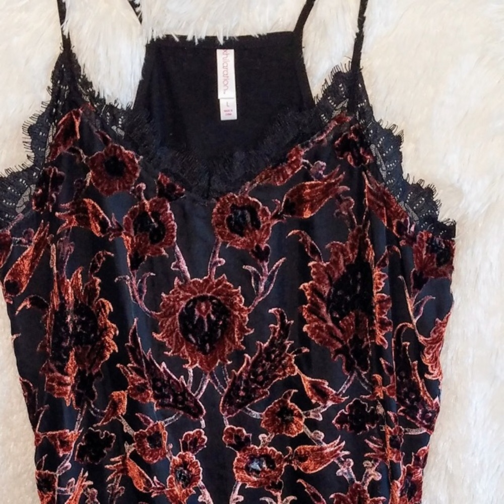 Xhilaration Velvet Mixed Media Tank